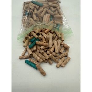 Wood Dowel Pin Lot,‎ Shelf Pegs, 200 count 1 1/4" by 5/16" -some size variation
